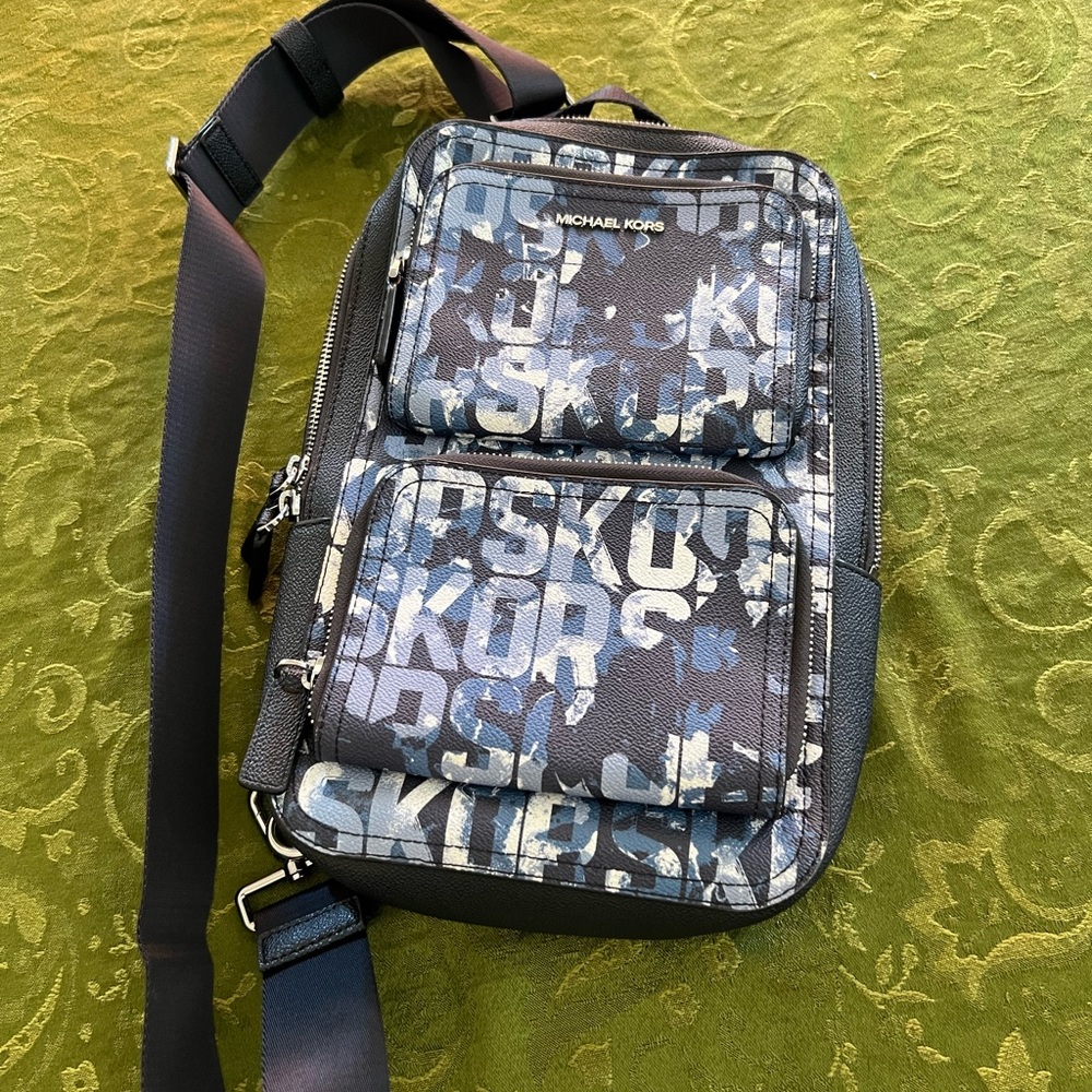 Michael Kors Camouflage Blue and Black Belt Bag
